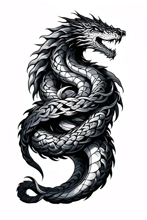 Celtic Jormungandr Wraps Around Calf