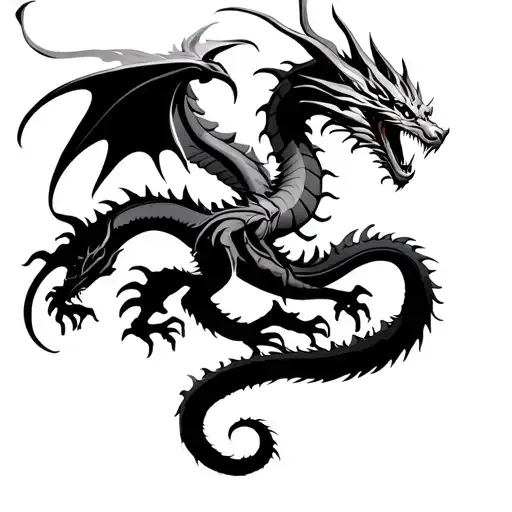 4 Dragon Flying Away