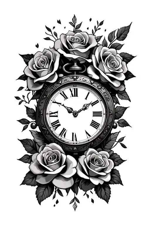 Hand Clock And Roses