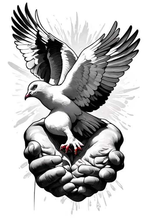 Dove Flying Into Hands Cross Back Grounf 10-06-23