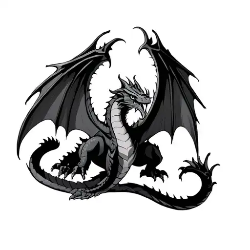 Dragon With Wings Coiled