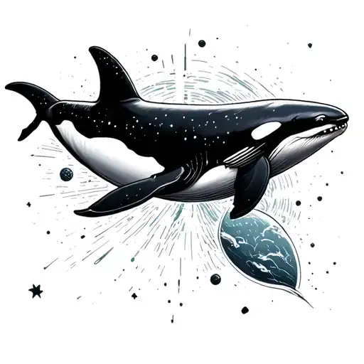 Orca Whale In Space With Constilation