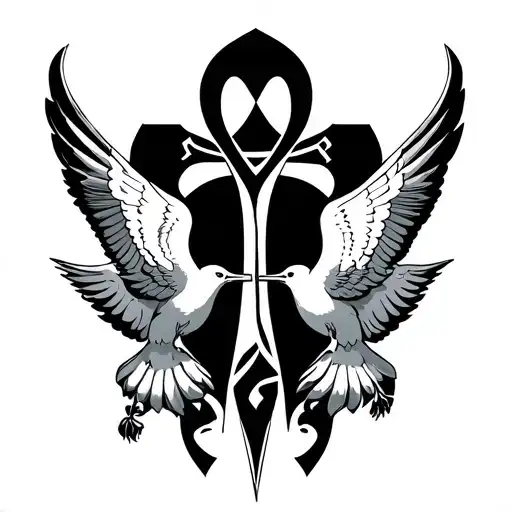 Ankh Cross With Doves Neck