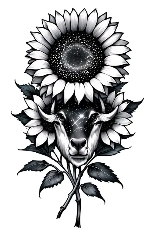 Taurus Constellation Inside Sunflower Head Surrounded