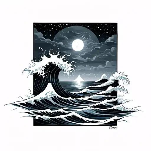 Night Sky And Ocean Waves