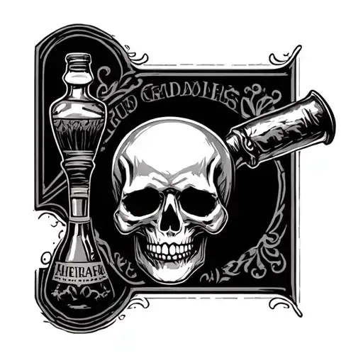 Initial Rum Bottle Skull Ln
