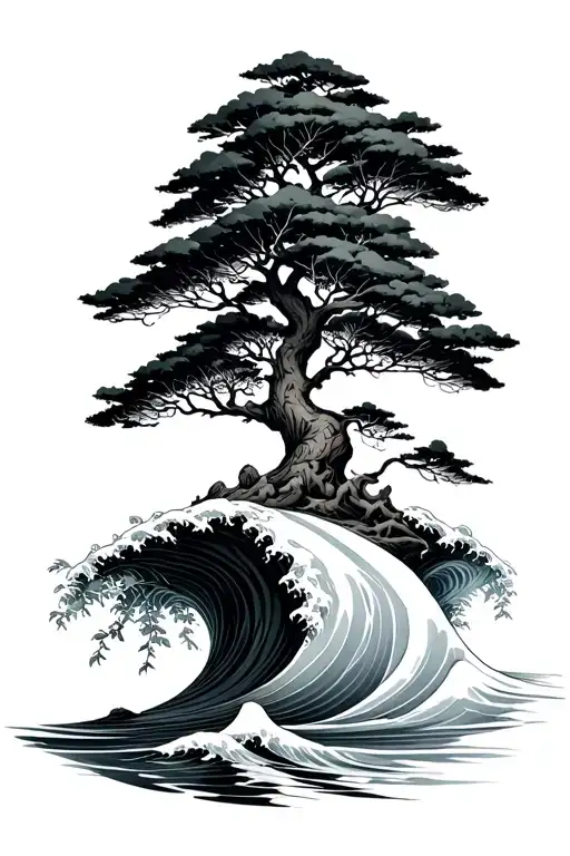 Tree Growing Slowly Transitioning Into The Wave