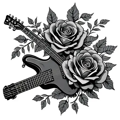 Flattop Guitar And Roses Intertwined