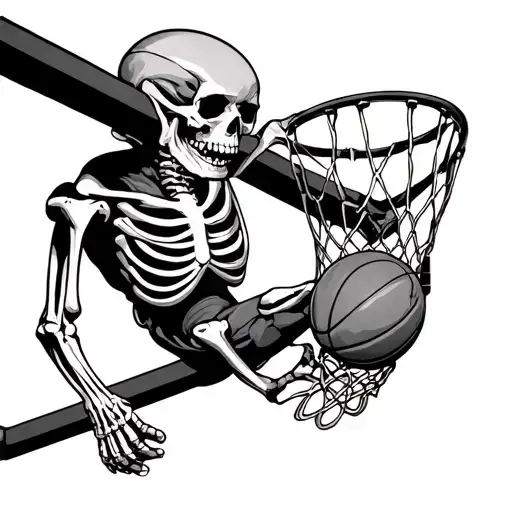 Skeleton Dunking A Basketball Hoop
