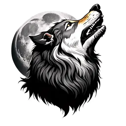 Wolf Howling At The Moon With Lion