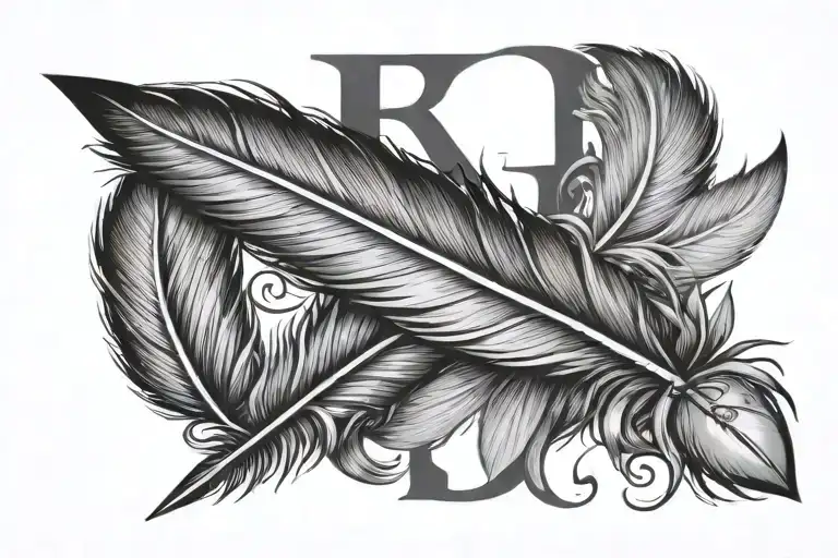 Feather With Initials Bdc-h