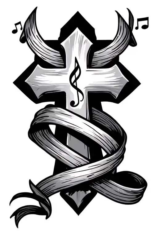 Cross With Music Notes Wrapped Around It