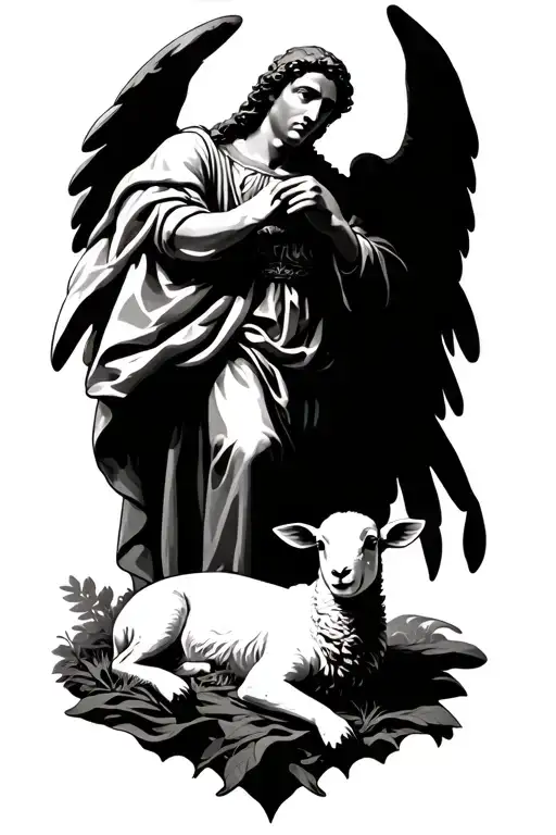 St Michael The Archangel With A Lamb Peacefully Lying