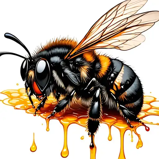Evil Bee Vomiting Blood And Honey Dripping