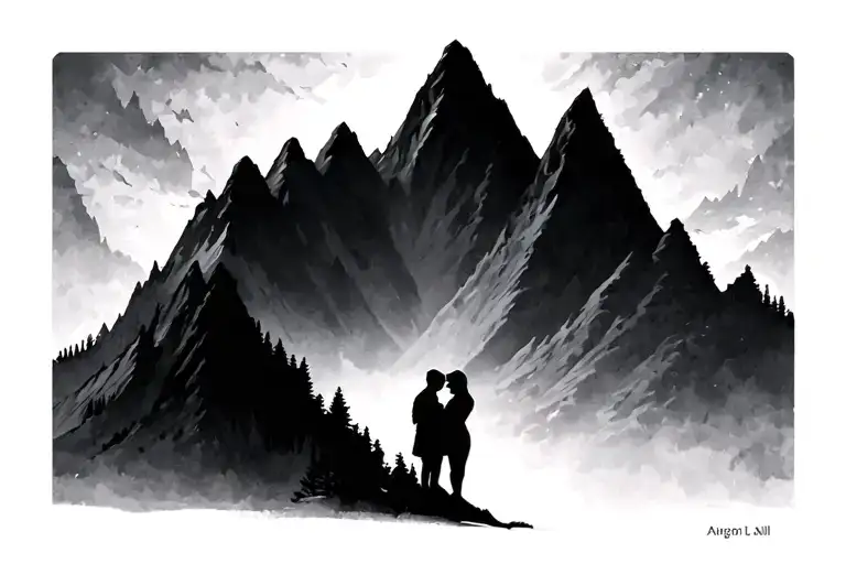 Couple Silhouette Mountain