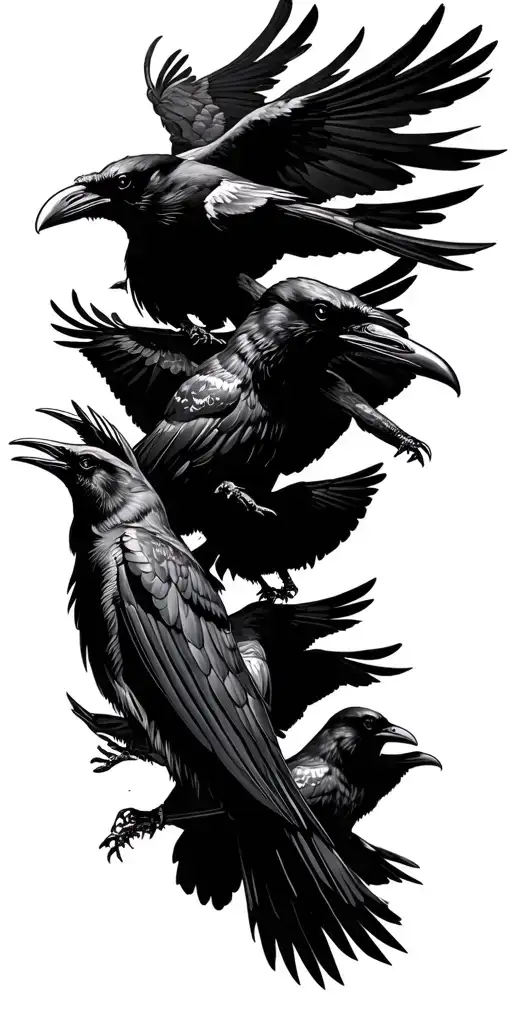Flock Of Ravens In A Forest