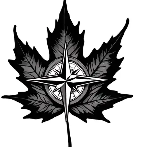 Maple Leaf With Cowboy Compass In The Middle