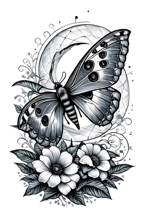 Moon Moth Harma Mushroom Celestial Floral Patterns