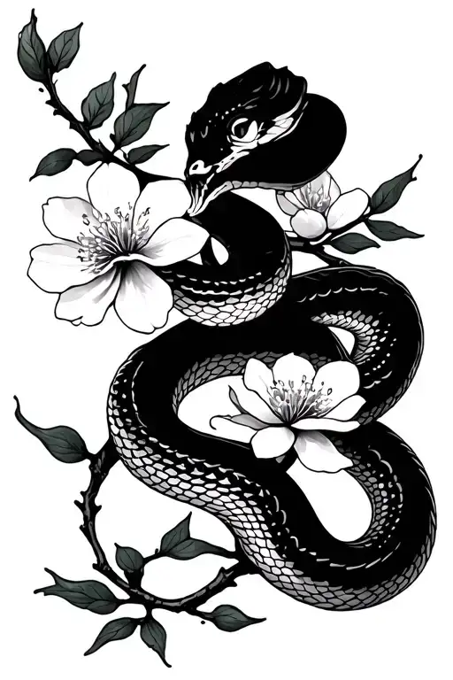 Snake Cherry Blossom Branch