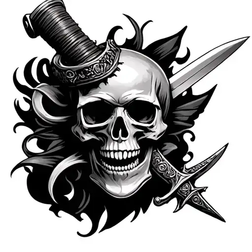 Onimask Half Sleeve With Skull And Kunai Knife