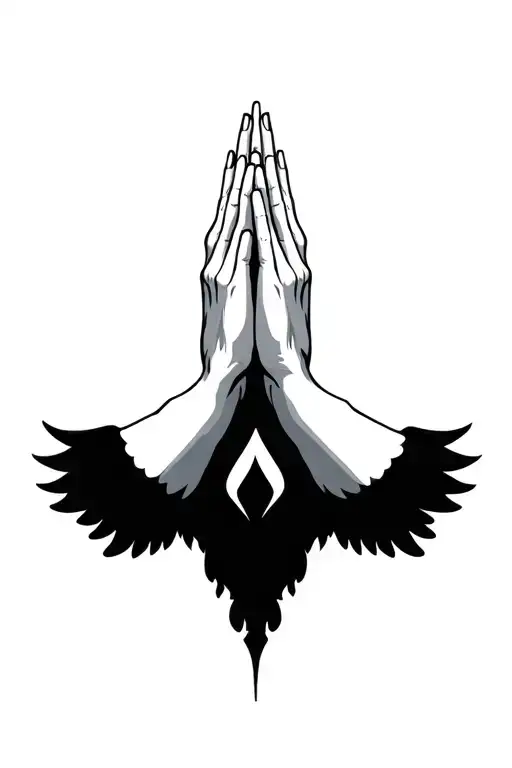 Praying Hands With Wings And Magic