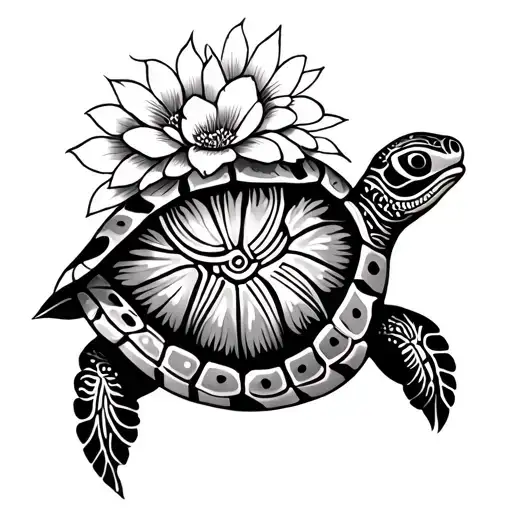 Maori Turtle With Flowers