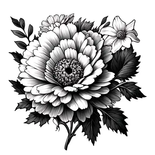 Carnation And Chrysanthemum And Daisy And Daffodil And Aster Holly