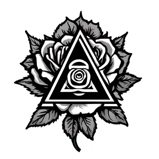 Illuminati Symbol With Rose Surrounded
