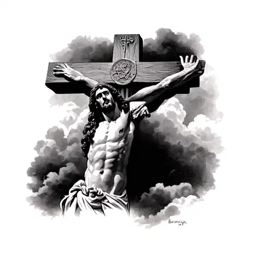 Jesus Christ Cross Looking Up At The Sky