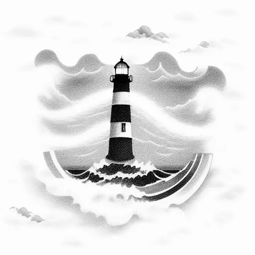 Lighthouse With Waves Crashing In Storm To Have Tattoeed Around Forearm