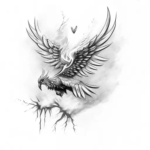 Phoenix With Wings On The Side