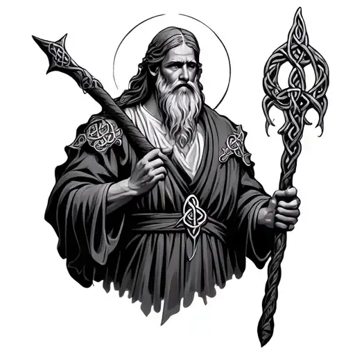 Celtic And Baptist Holding His Staff