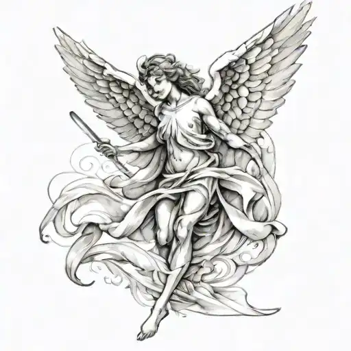 Angel Walking Water Color Henri