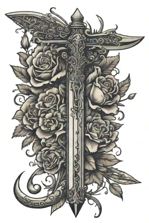 Broken Longsword With Flowers Wrapped