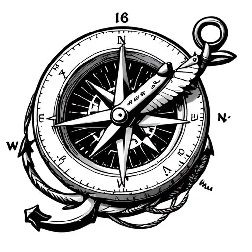 Compass Anchor Aeroplane Flying Away