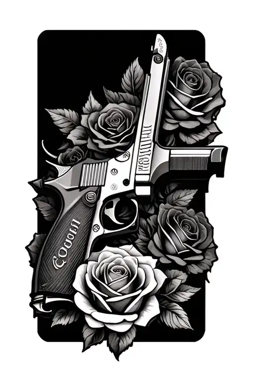 Taurus Tx22 In A Bed Of Roses With The Name 'Chrisy' Ingraved At The Bottom Of The Gun
