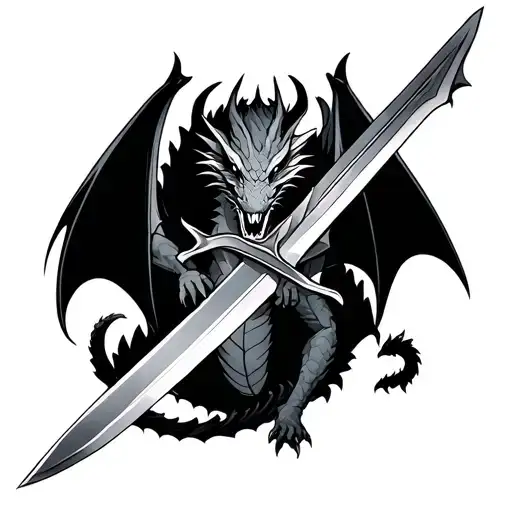 Dragon Holding A Sword