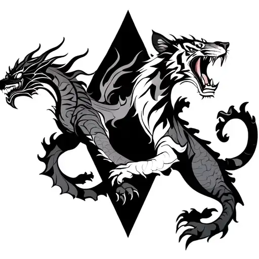 Dragon And Tiger Forming A Star