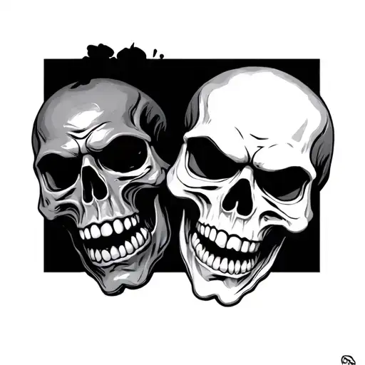 2 Skull Faces Sad And Angry