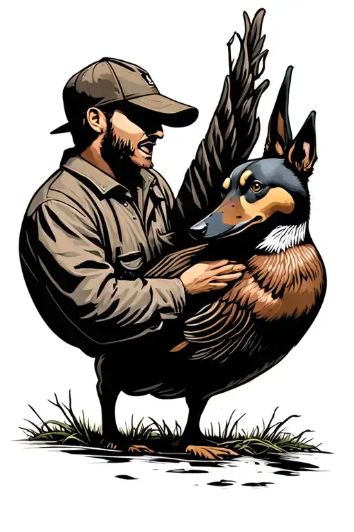 Guy And Dog Duck Hunting Scene