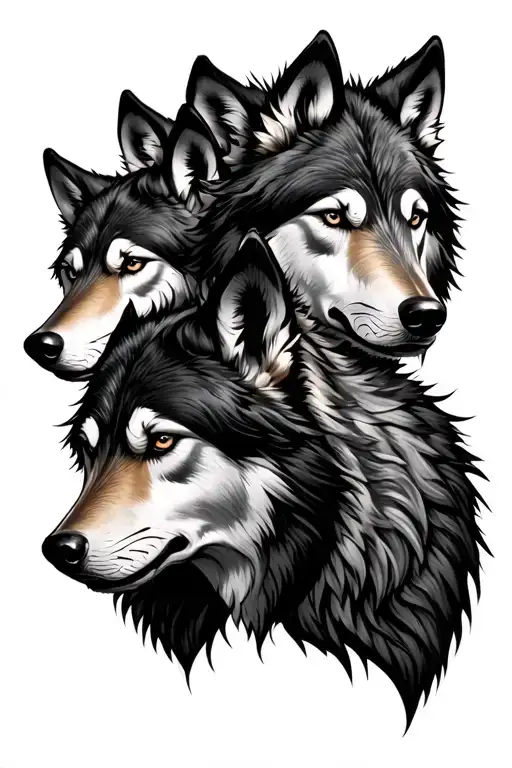 Three Norse Wolves Staring