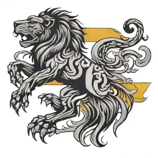 Swedish Flag Intertwined With A Lion Silhouette Formed