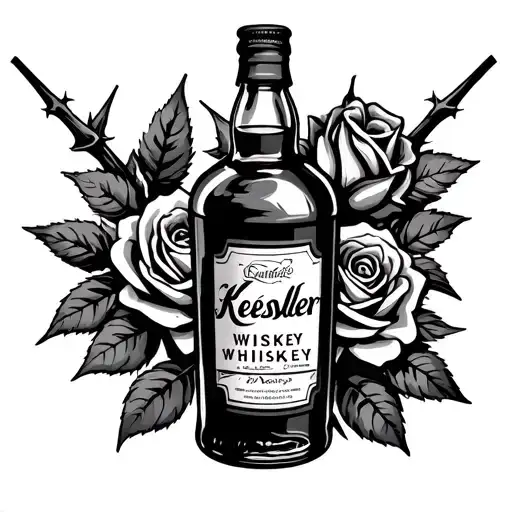 Vintage Kessler Whiskey Bottle With A Rose And Thorns
