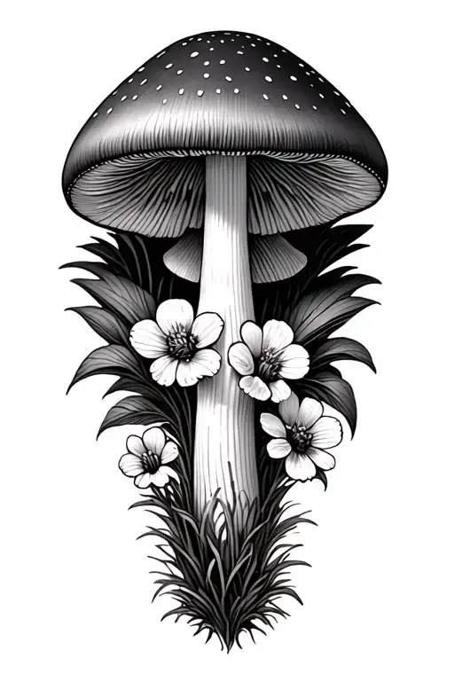 Mushrooms With Birth Month Flowers