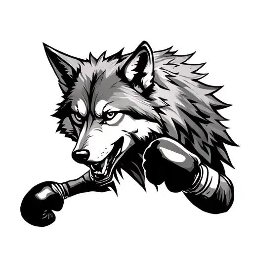 A Wolf That Makes Boxing Representing Strength And Determination