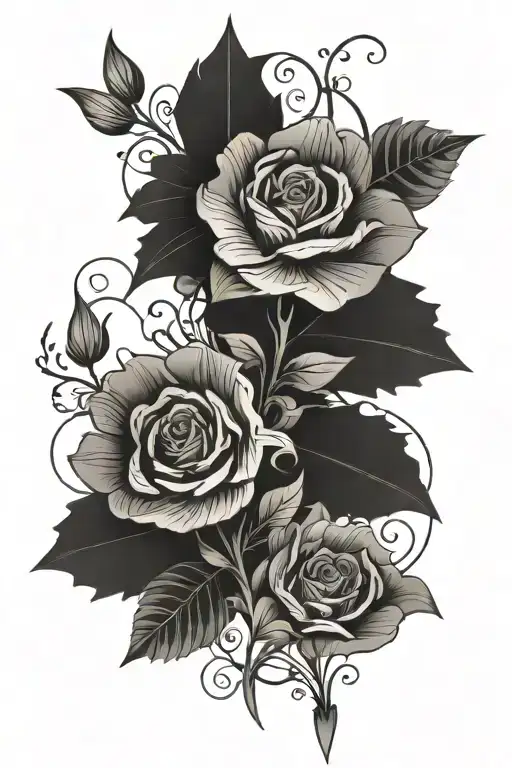 Arrow Sorrounded By Flowers And Vines Wrapping