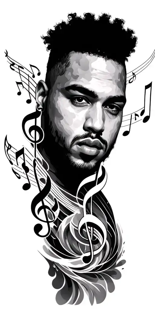 The Weeknd Surrounded By Musical Notes