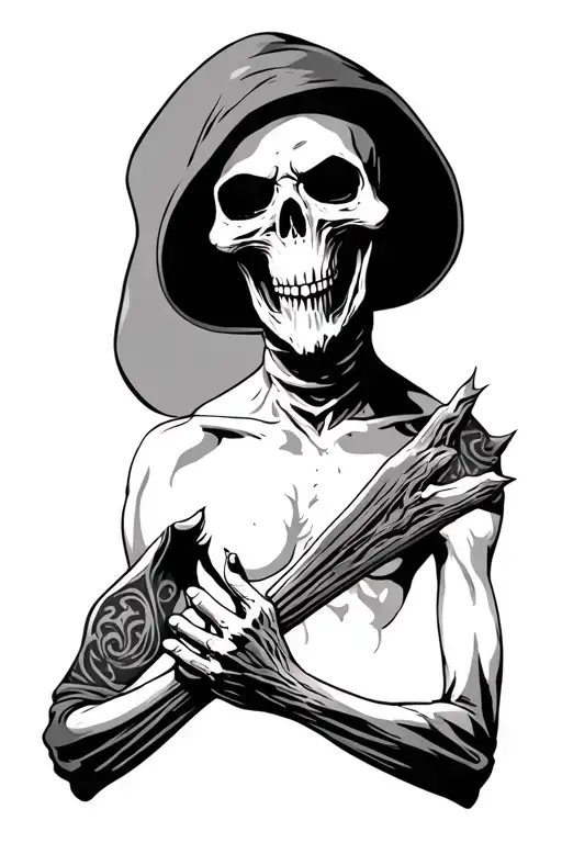 Topless Grim Reaper Holding