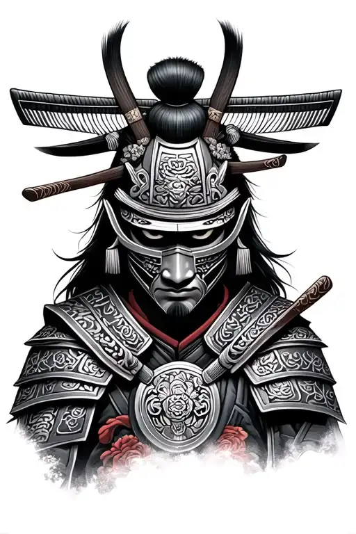 Samurai Warrior Worth Mask Japan Style Portrait