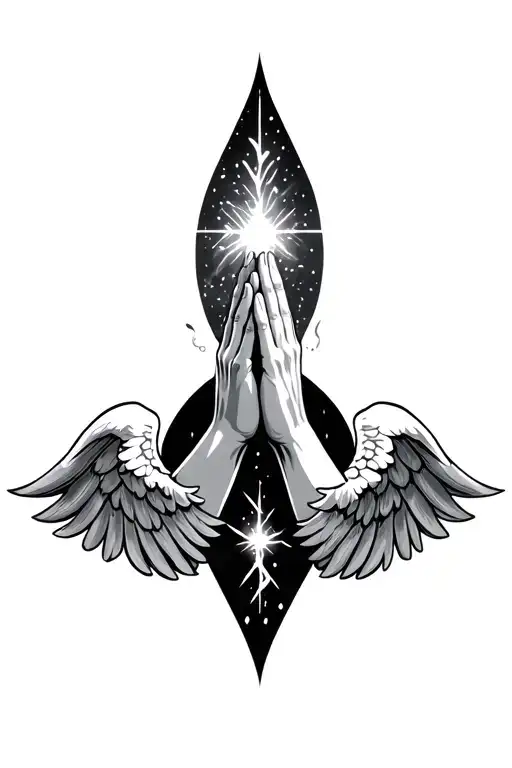 Praying Hands With Wings And Magic